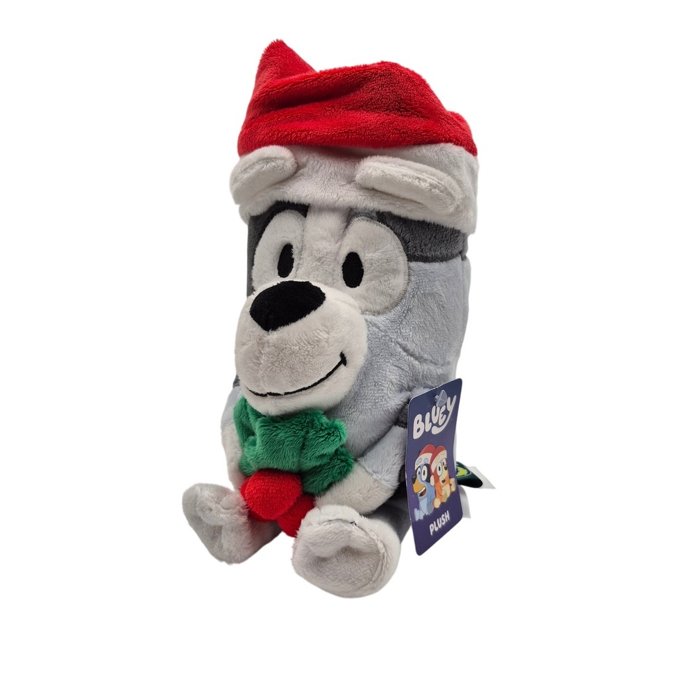 Christmas Bluey Plush with Santa Claus Hat and Holly Berry Animal Adventure 8"